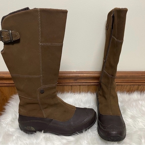 The North Face Shoes - The North Face Brown Leather Tall Riding Hiking Winter Boots Size 7